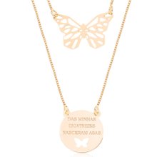 Colar Escapulário Borboleta Banhado a Ouro 18K