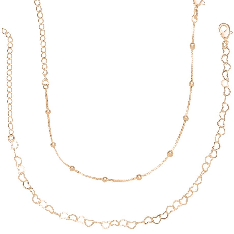 Kit Pulseiras Banhadas a Ouro 18K Coração e Bolinhas