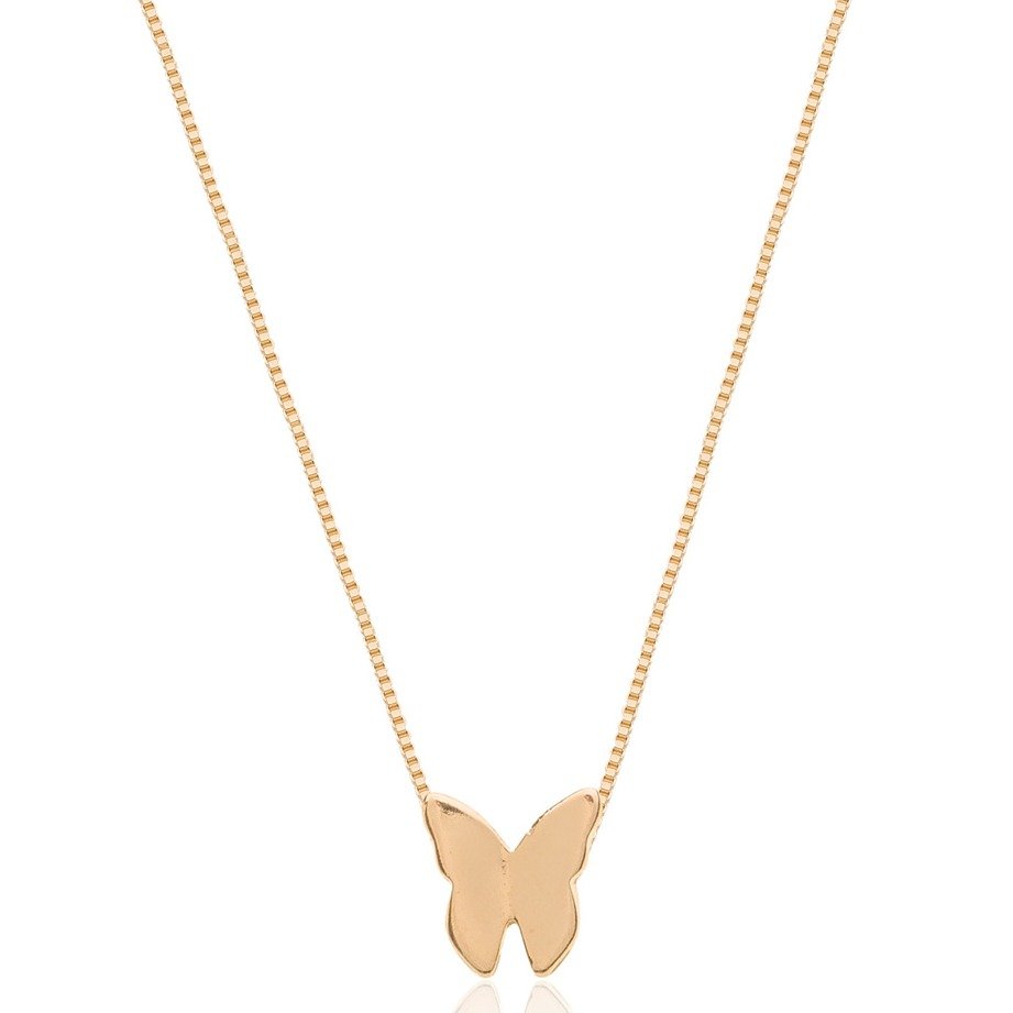 Colar Borboleta Origami Banhado a Ouro 18K