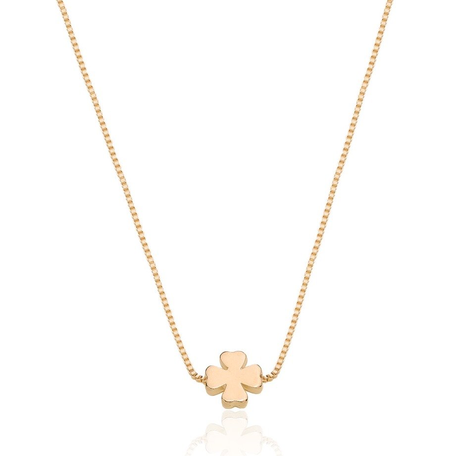 Colar Trevo da Sorte Banhado a Ouro 18K