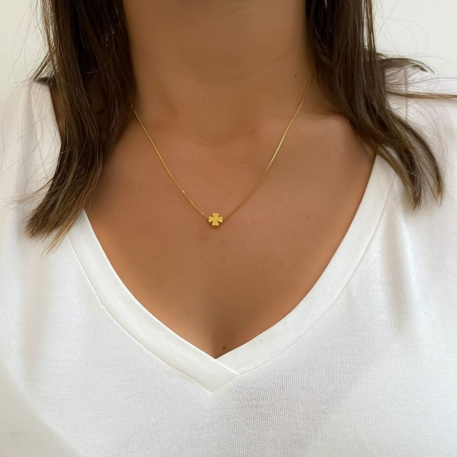 Colar Trevo da Sorte Banhado a Ouro 18K