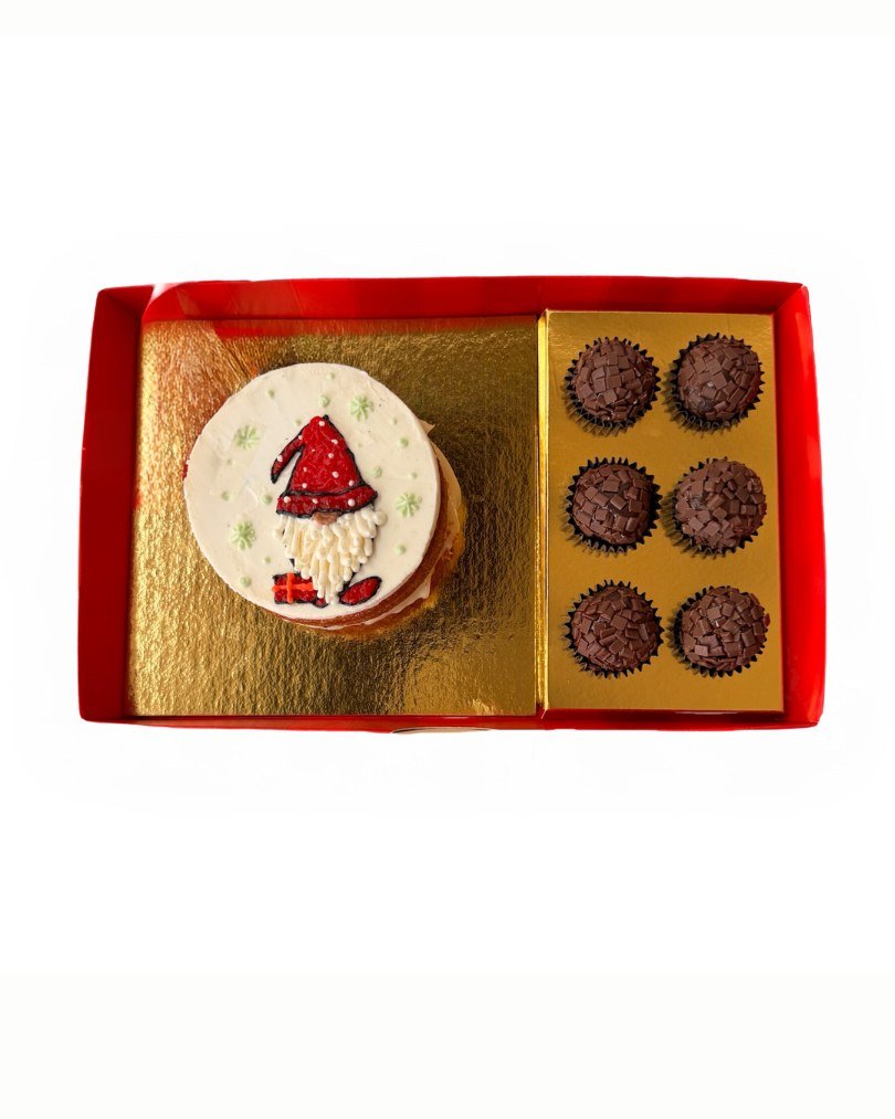 Caixa Natal Bento Cake e Brigadeiros - Papai Noel 