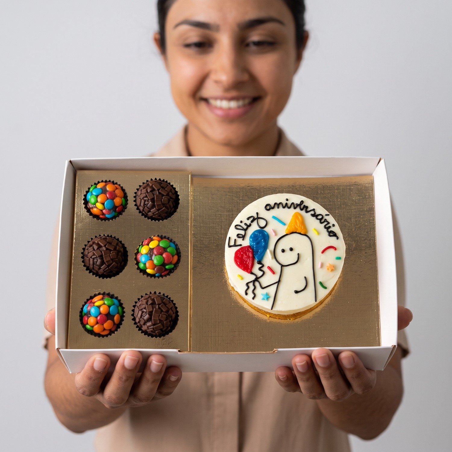 Caixa Carinho Bento Cake - Feliz Aniversário