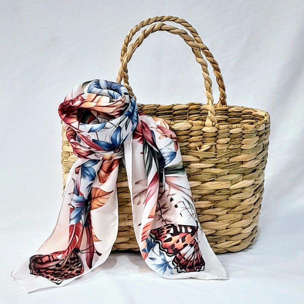 Kit Mimos Lenço Scarf Me, Orquídea na Sacola de Palha 