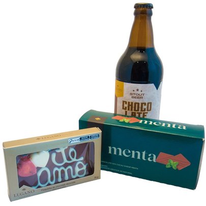 Kit Cerveja, Placa e Chocolate Sabor Menta