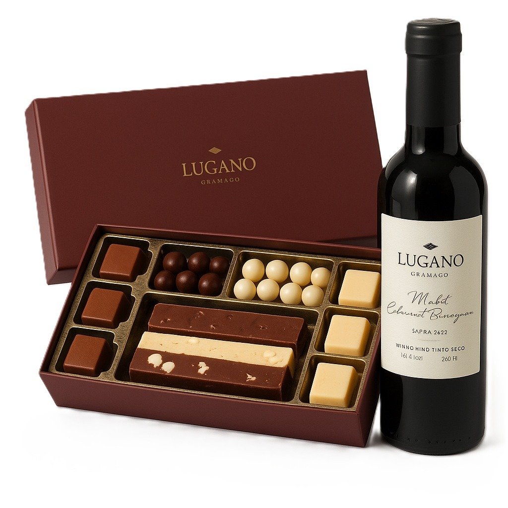 Kit Vinho e Caixa Rígida Marrom