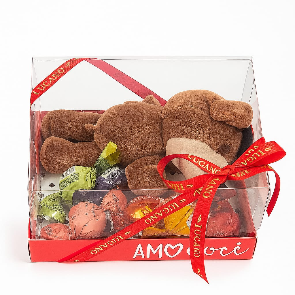 Kit Ursinho de Pelúcia e Trufas de Chocolate