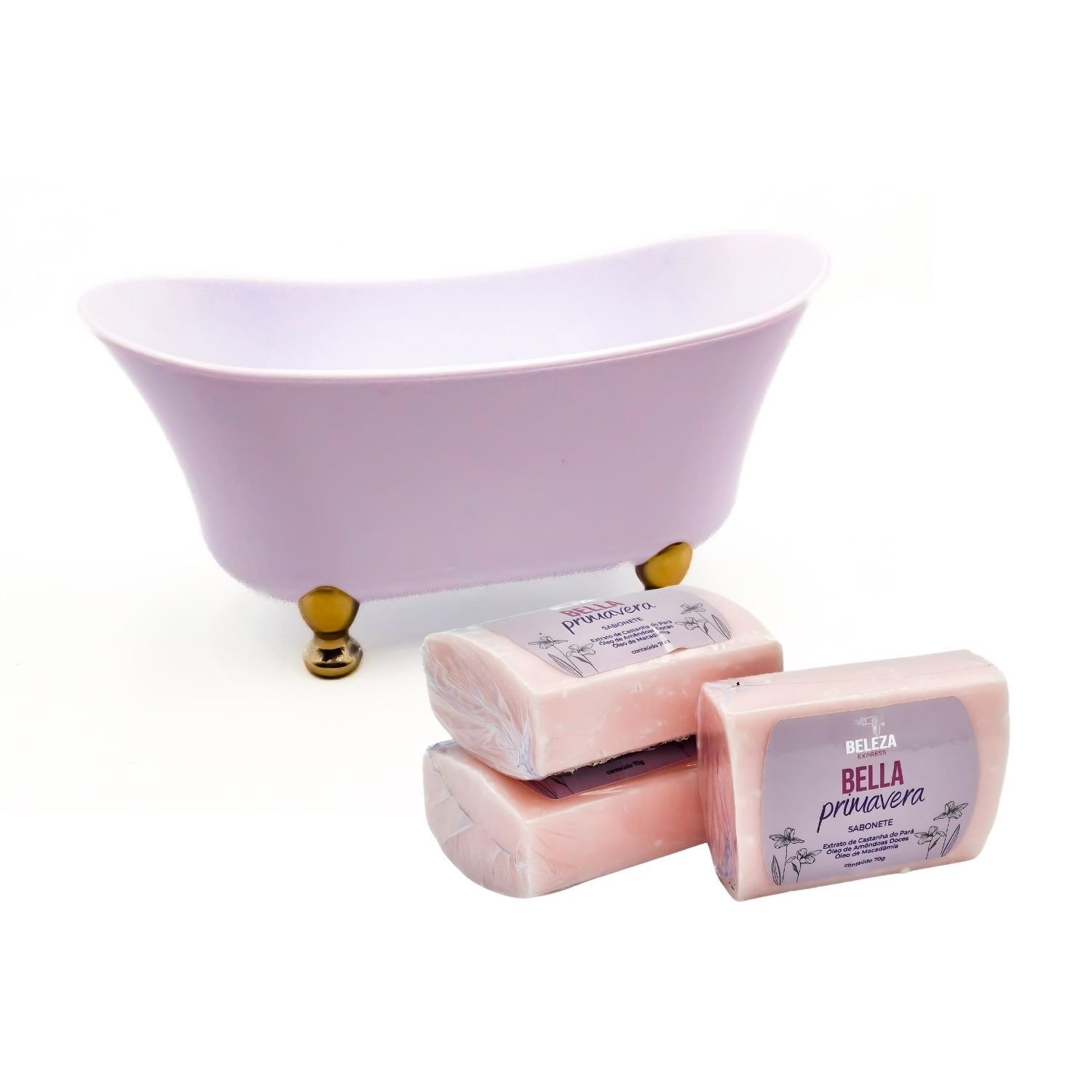 Kit Saboneteira Banheira com 3 Sabonetes