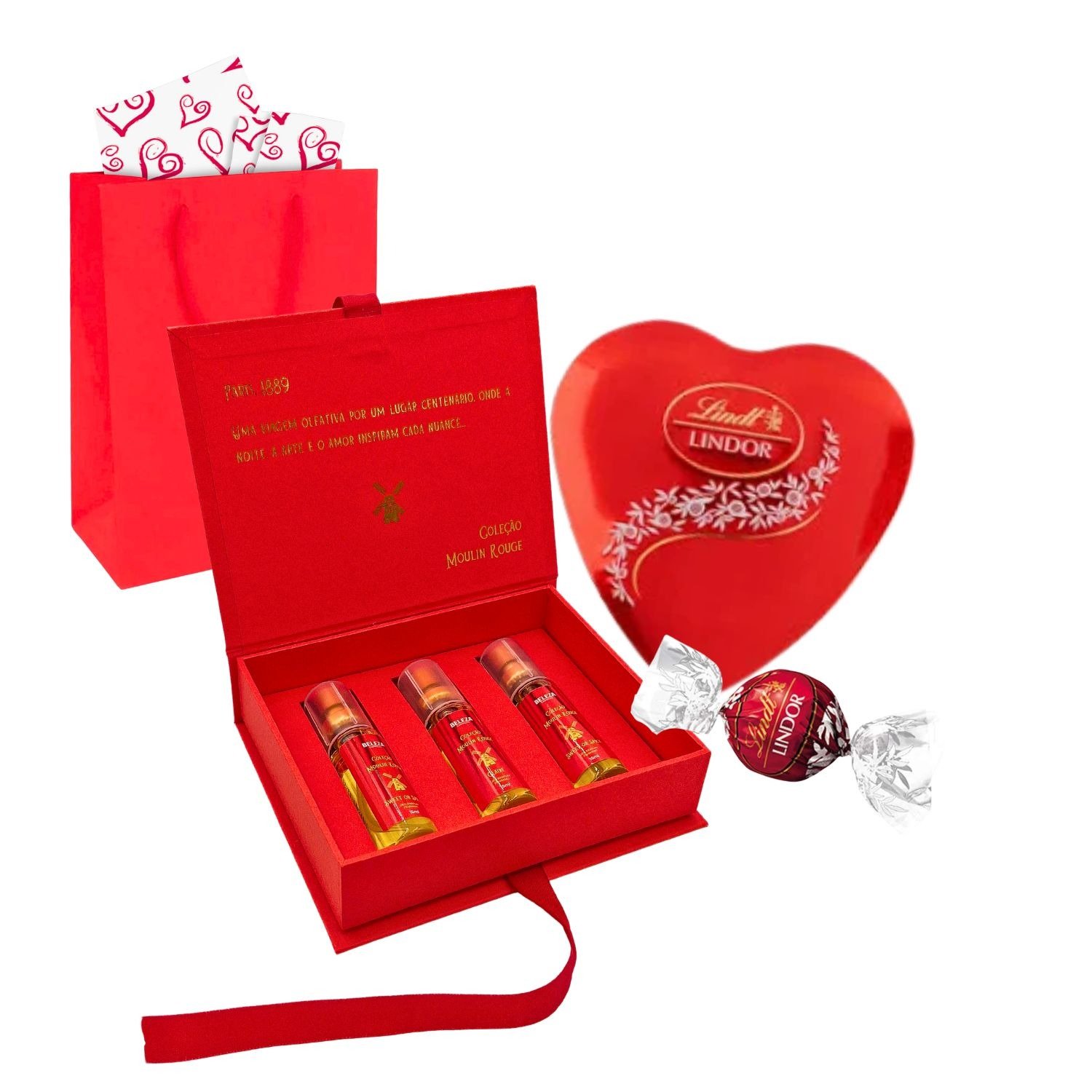 Presente Perfume e Chocolate Lindt Moulin Rouge