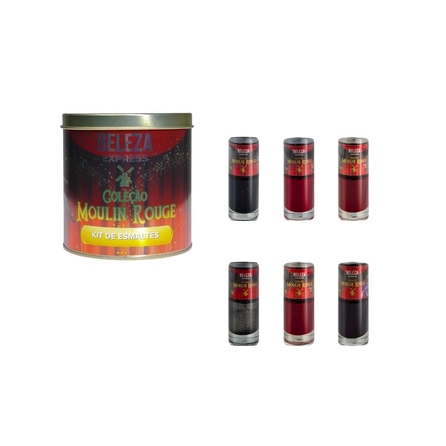 kit Presente Lata com Esmaltes e Caneca Moulin Rouge