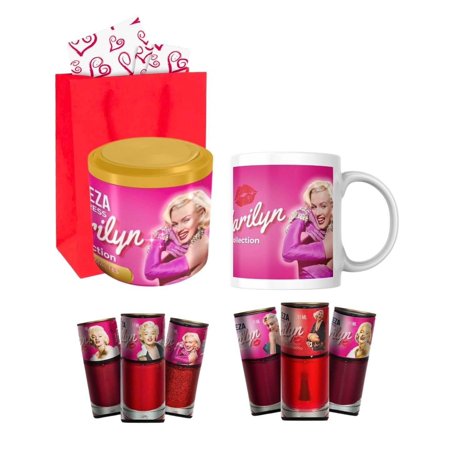 kit Presente Lata com Esmaltes e Caneca Marilyn