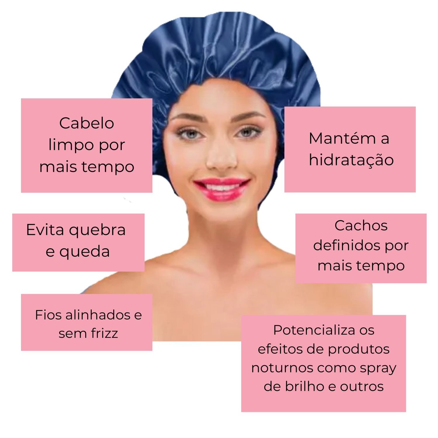 Kit Touca Cetim Antifrizz,1 Fronha e 2 Scrunchies