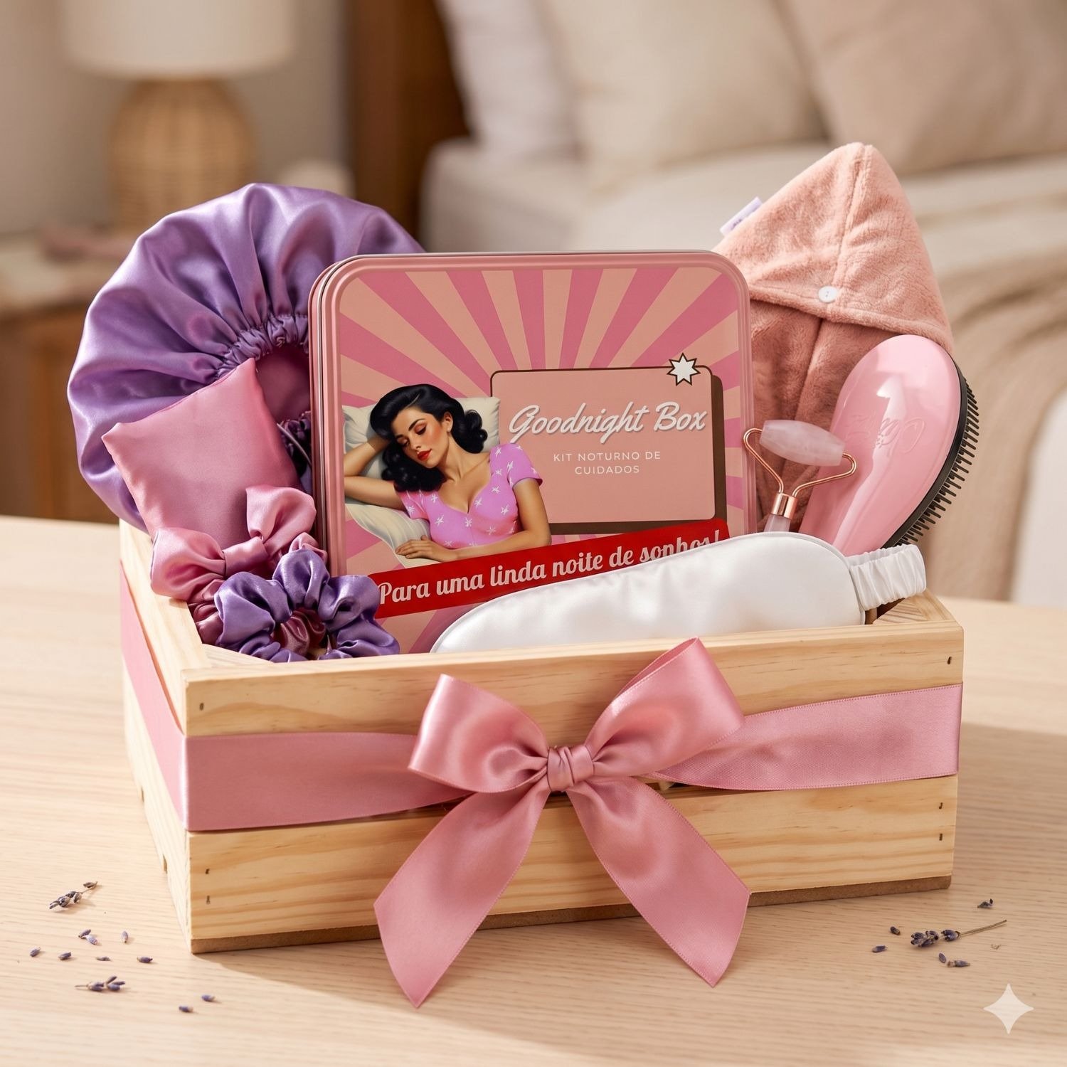 Kit Lata de Acessórios Bem-Estar Goodnight Box Rosa