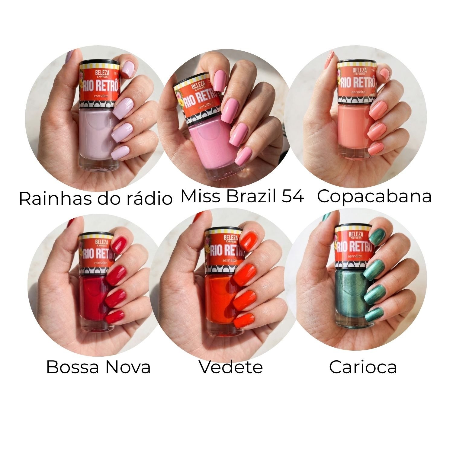 Kit presente Rio Retrô 6 Esmaltes e Rádio Bluetooth