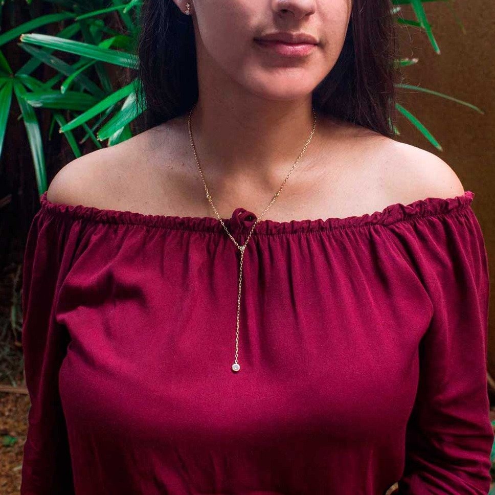 Colar Gravatinha Tifany Only com Zircônias