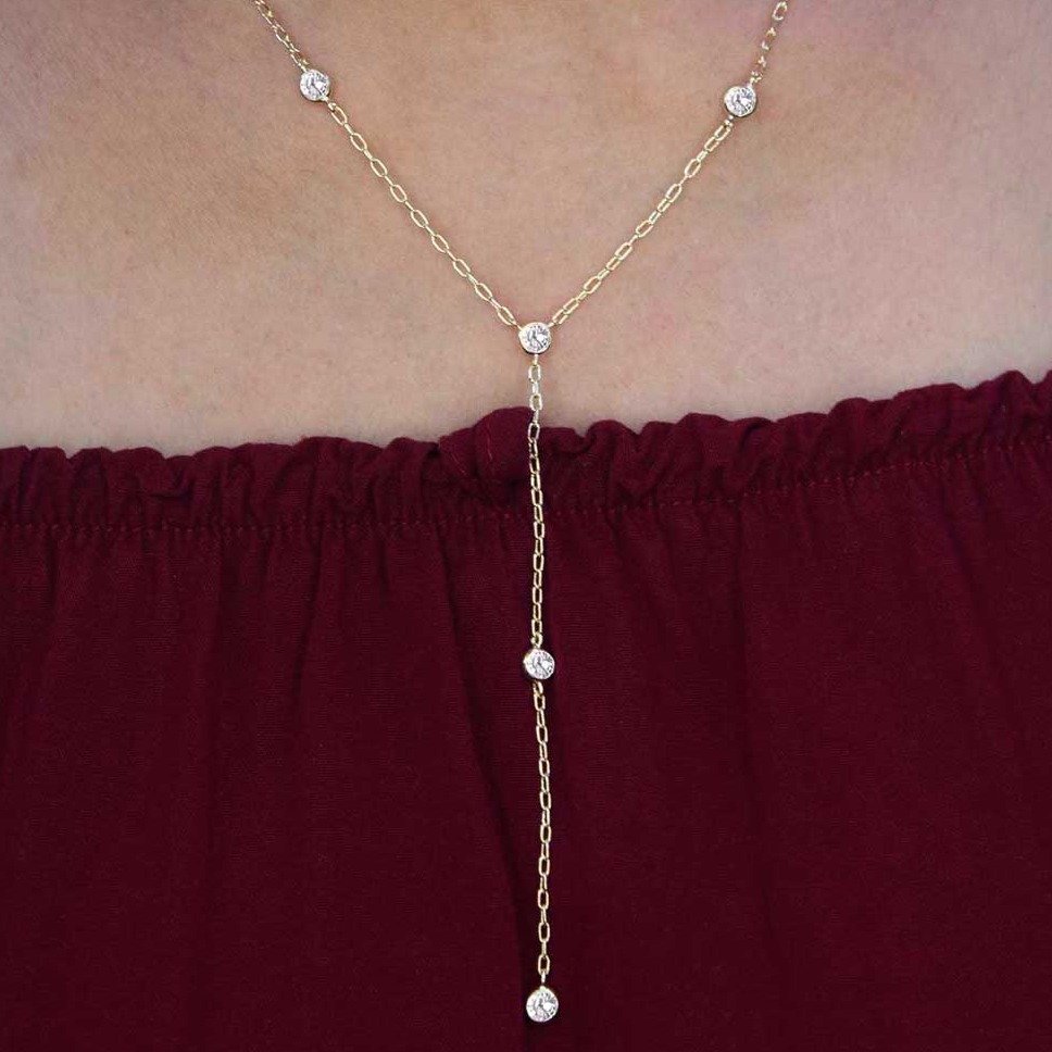 Colar Gravatinha Tifany Small com Zircônias