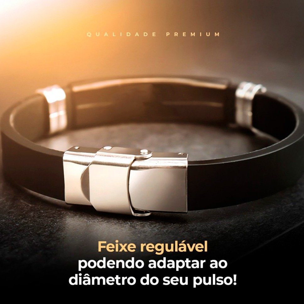Pulseira Safra Black Oração Pai Nosso em Aço