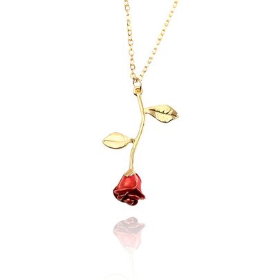 Colar Botão de Rosa Ouro Amarelo 18K