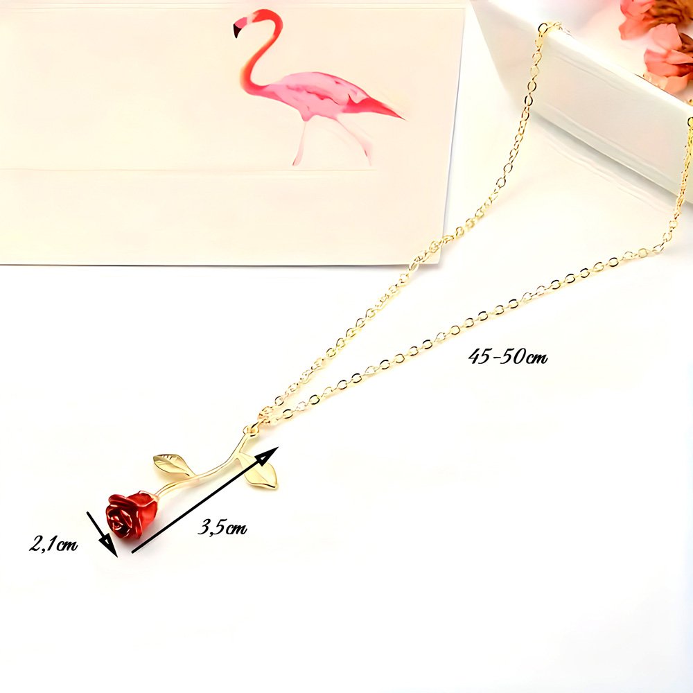 Colar Botão de Rosa Ouro Amarelo 18K