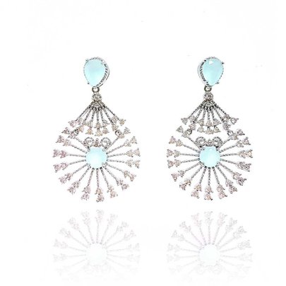 Brinco Festa Cristal Cor Aquamarine com Micro