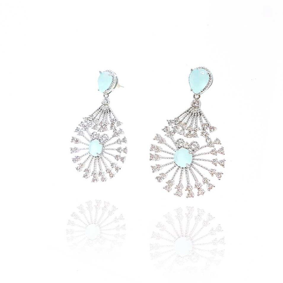 Brinco Festa Cristal Cor Aquamarine com Micro