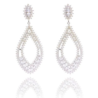 Brinco Luna Cristal Ouro Branco