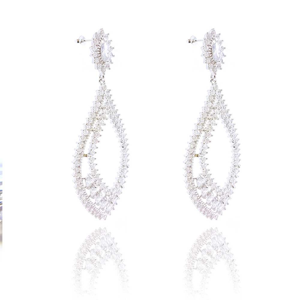 Brinco Luna Cristal Ouro Branco
