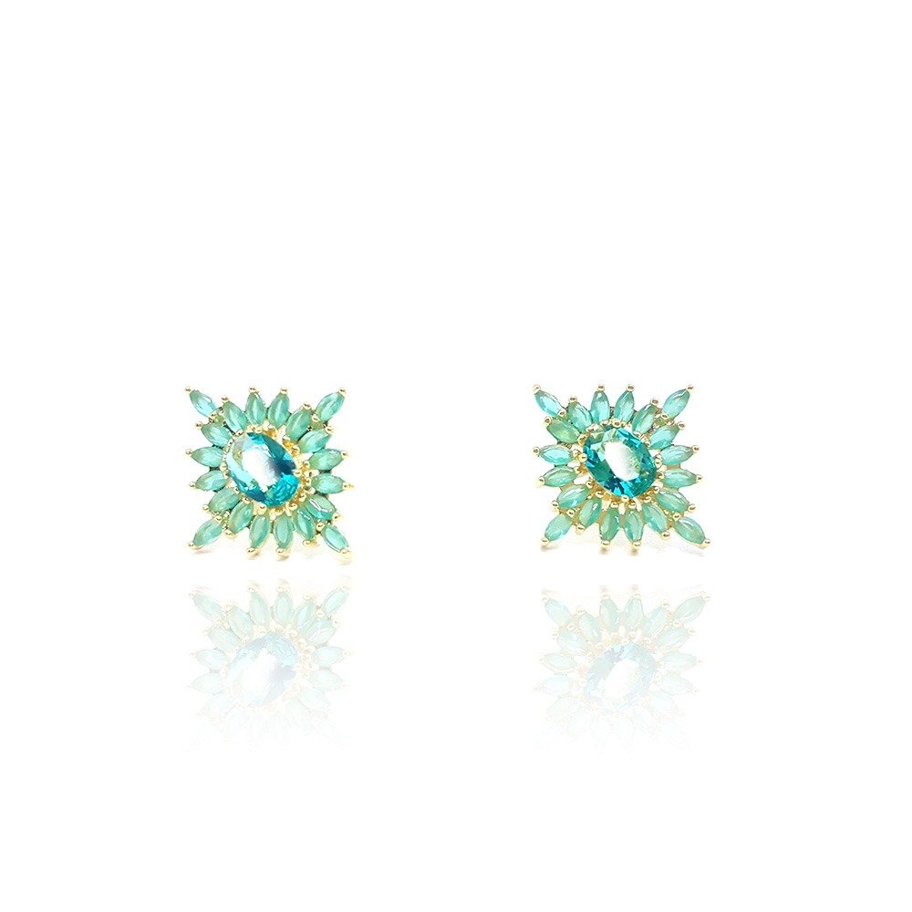 Brinco Etoile Cristal Turmalina Ouro Amarelo 18K