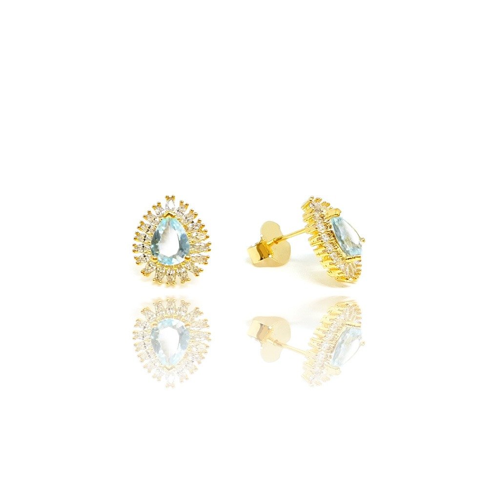 Brinco Tibet com Cristal Erinite Ouro Amarelo 18K