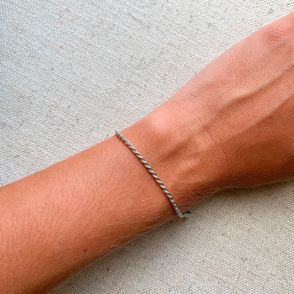 Pulseira Cordão Baiano Ouro Branco