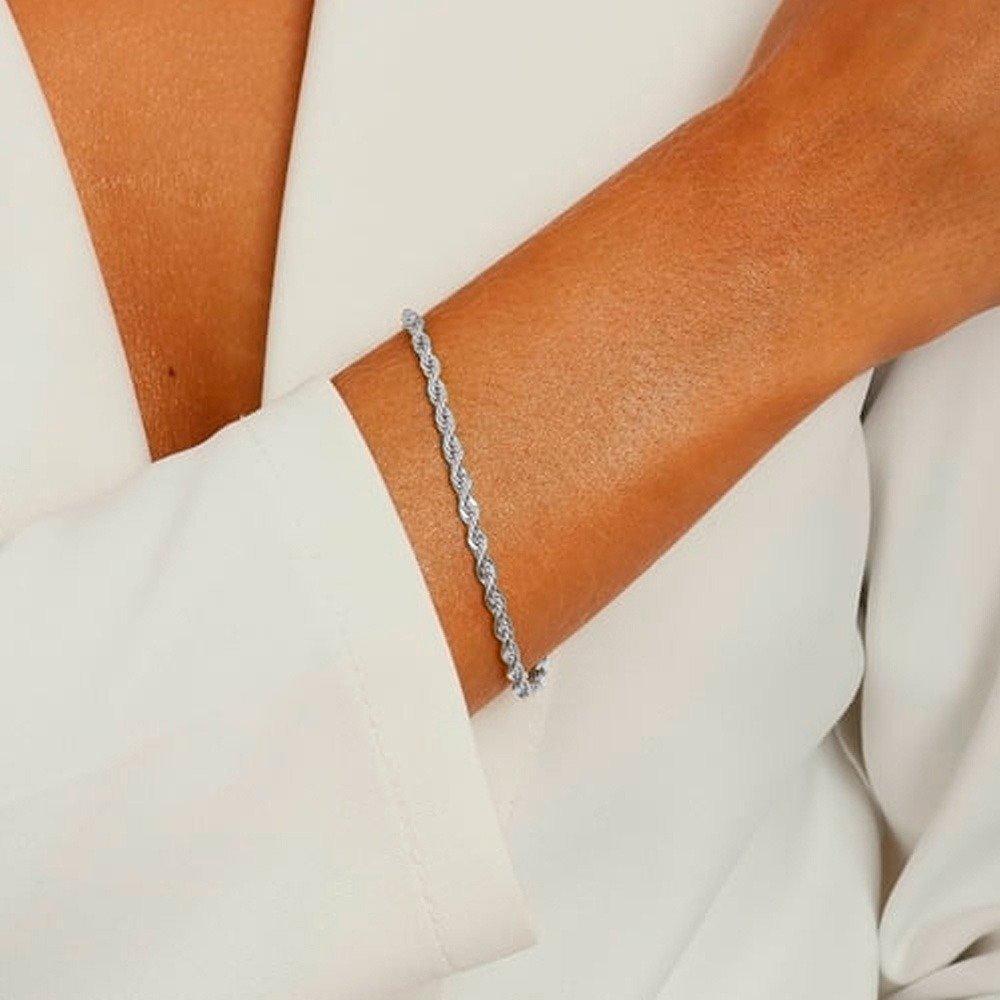 Pulseira Cordão Baiano Ouro Branco