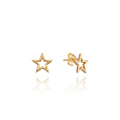Brinco Estrela Médio Ouro Amarelo 18K Brinco Estrela
