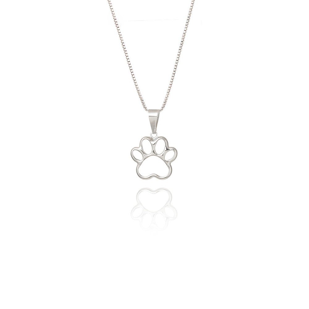 Colar Patinha Pet em Ouro Branco