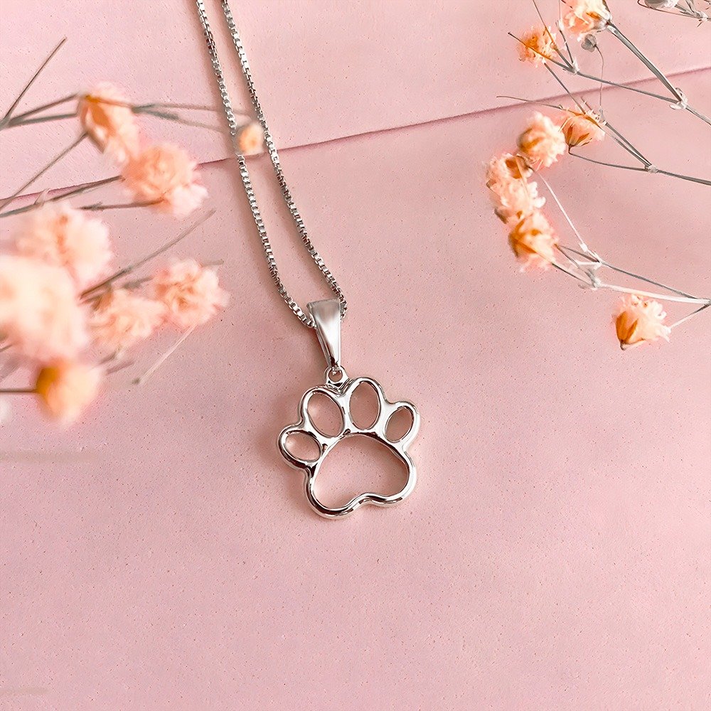 Colar Patinha Pet em Ouro Branco