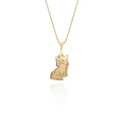 Colar Meu Lindo Gato Ouro Amarelo 18K