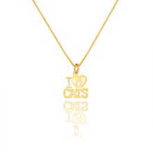 Colar I Love Cats Ouro Amarelo 18K
