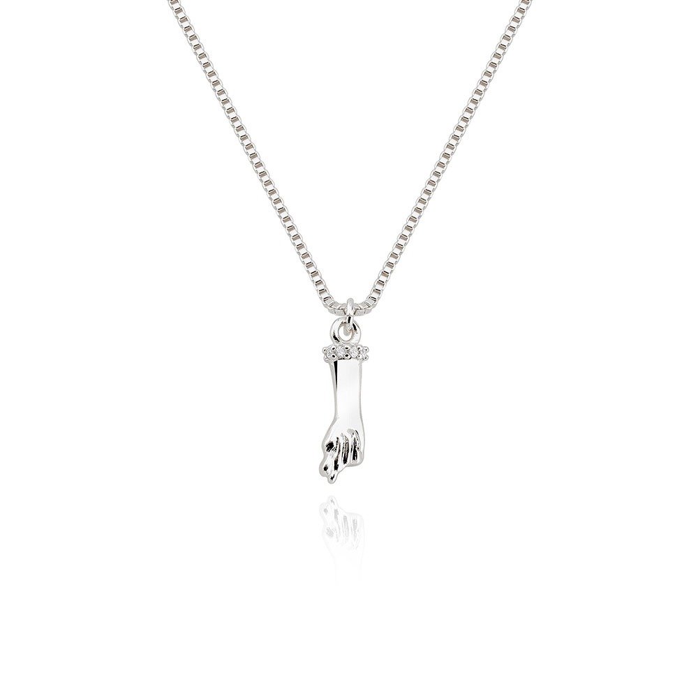Colar Figa Cravejado Ouro Branco