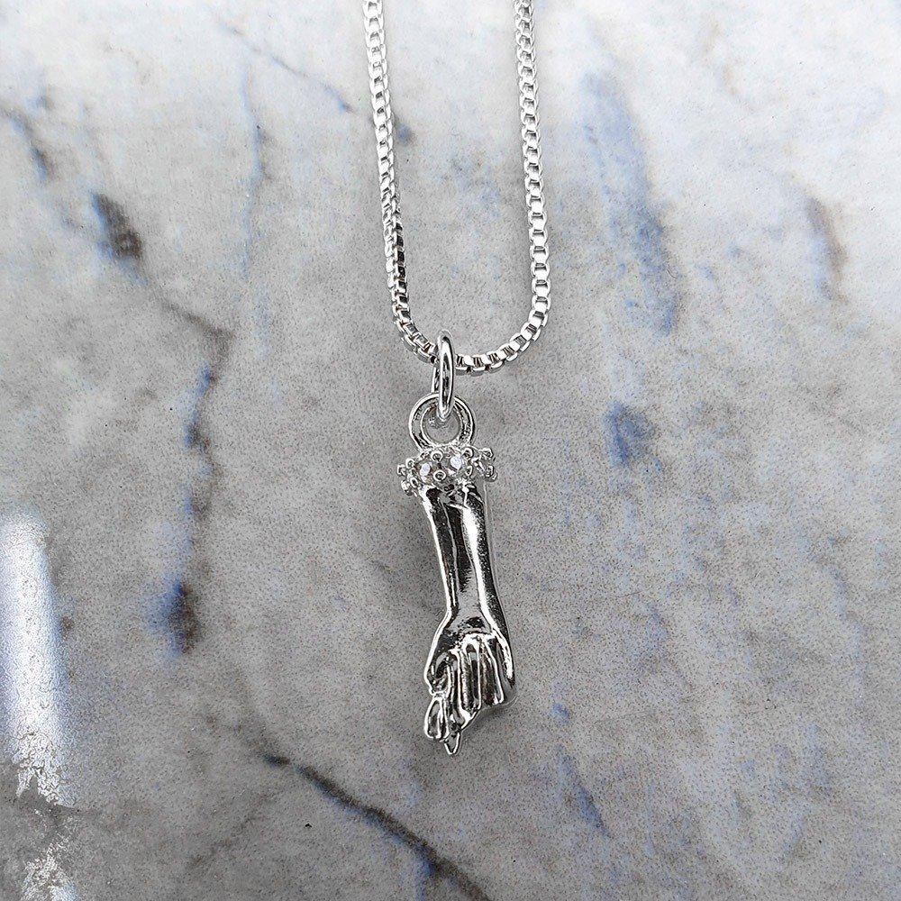 Colar Figa Cravejado Ouro Branco