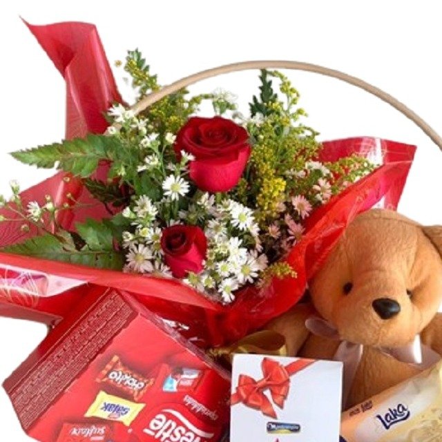 Cesta Flores e Chocolates