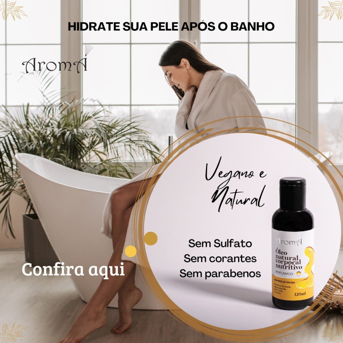  2 un. Óleo Corporal Bacaba Natural Vegano Aromá 120ml