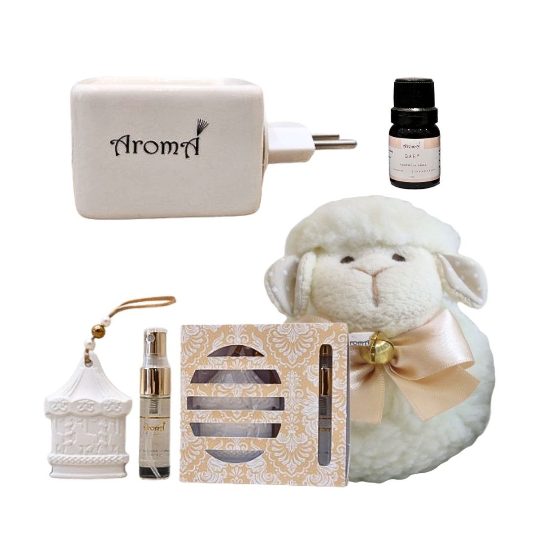 Kit Nascimento Maternidade Menina Aromá Cesto Carnaúba