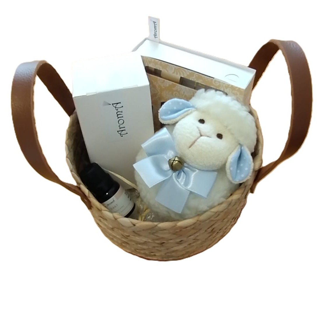Kit Nascimento Maternidade Menino Aromá Cesto Carnaúba