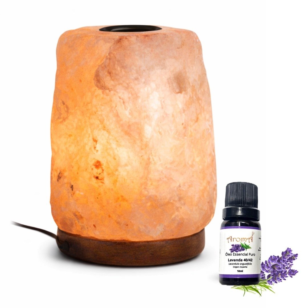 Kit Luminária Difusora de Pedra Natural e Óleo Lavanda