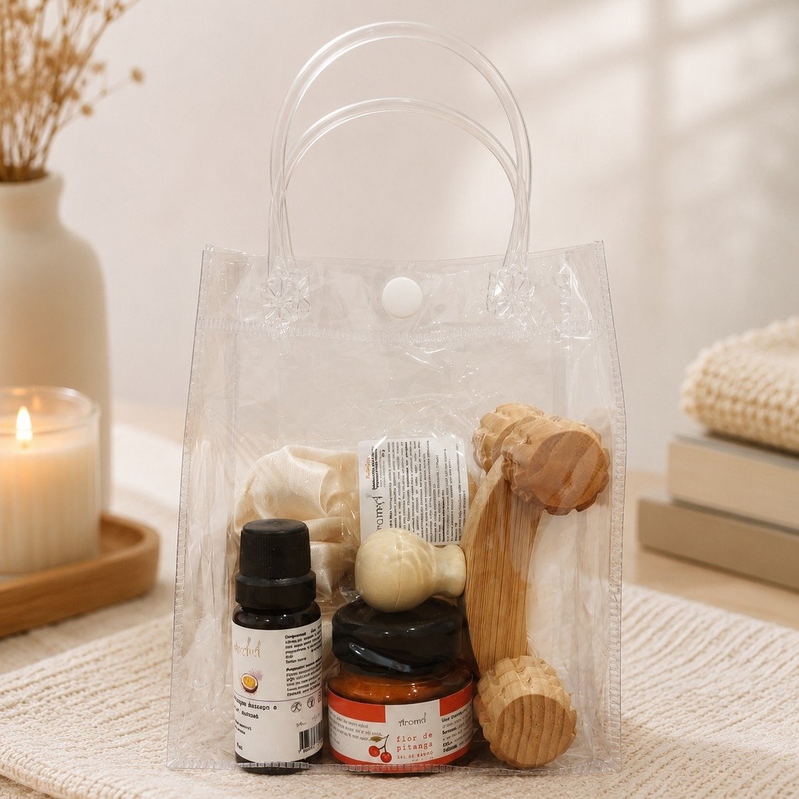 Kit Mini Spa Aromá 6 Peças com Sacola Transparente