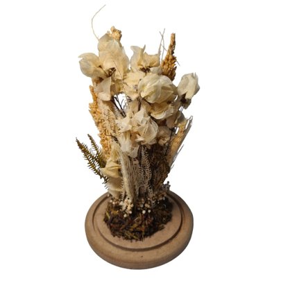 Redoma de vidro com flores desidratadas Coleção Perola