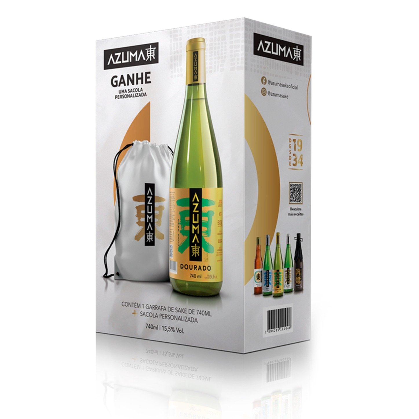 Saquê Azuma Dourado Sake Seco 740ml E Bolsa