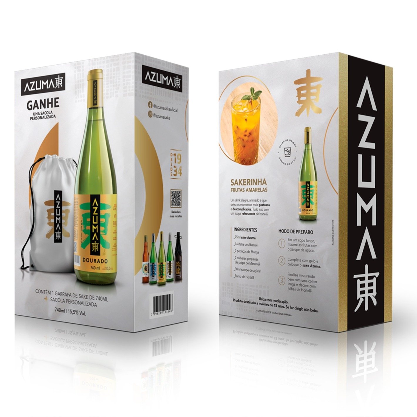 Saquê Azuma Dourado Sake Seco 740ml E Bolsa