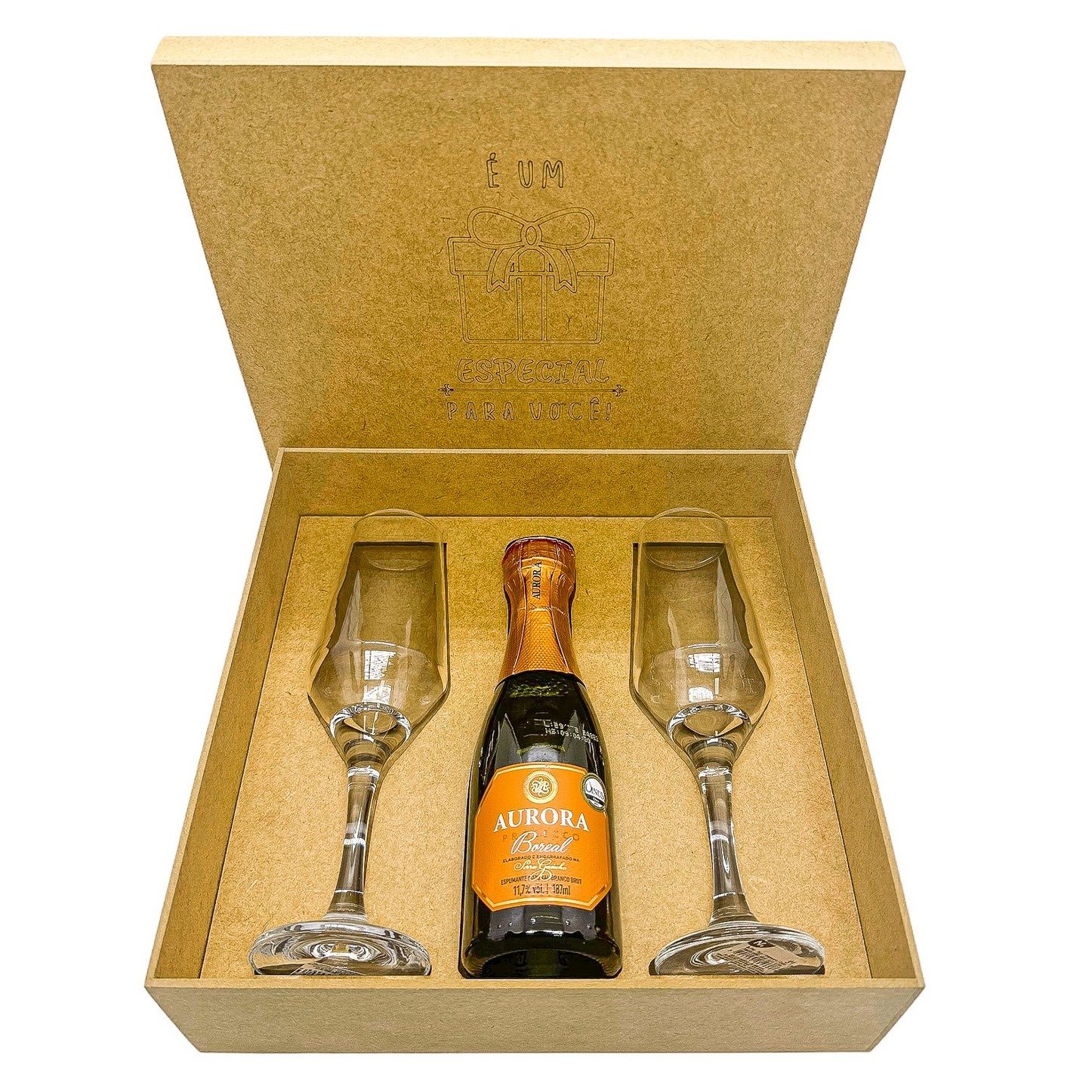Kit Presente Aurora Boreal Baby Prosecco + 2 Taças