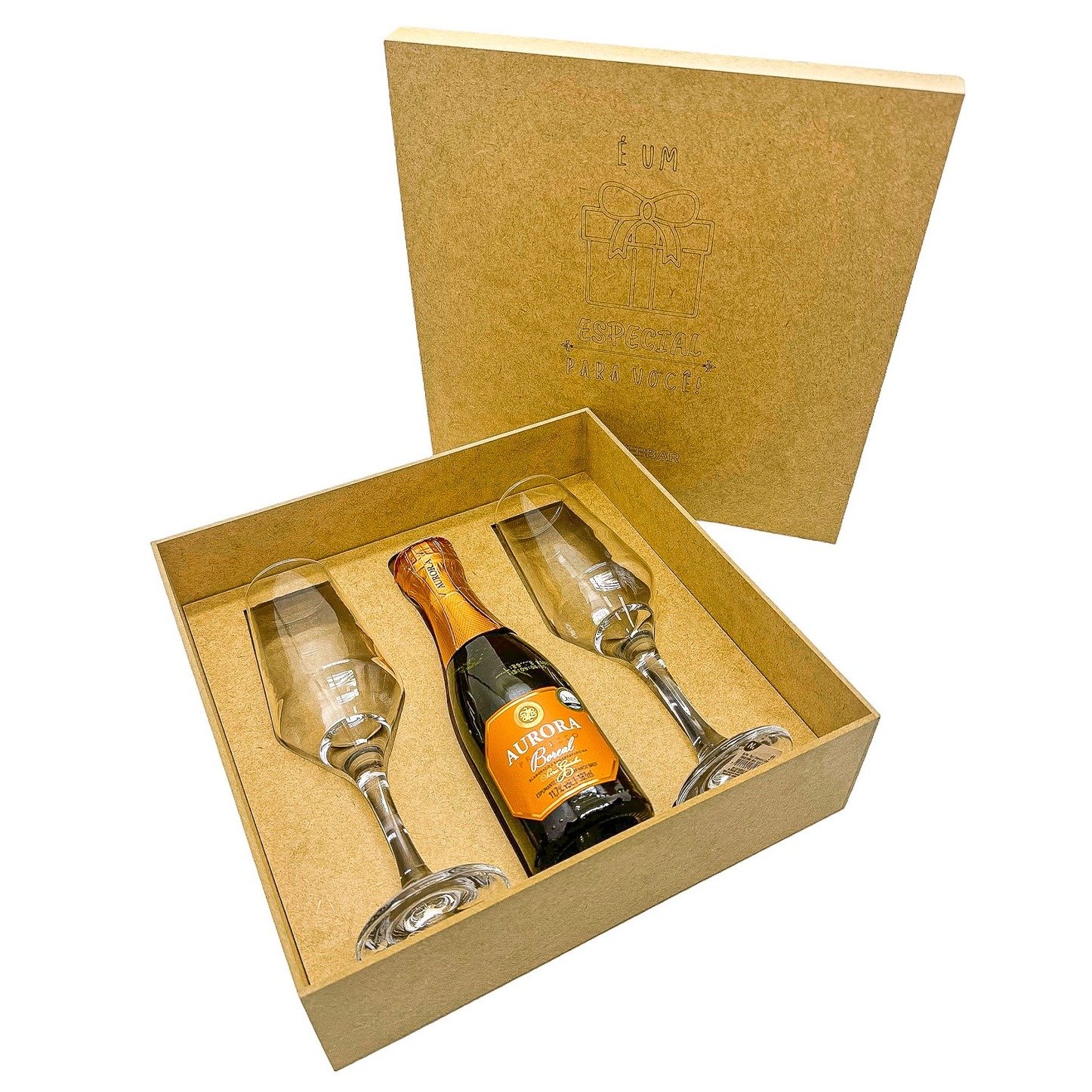 Kit Presente Aurora Boreal Baby Prosecco + 2 Taças