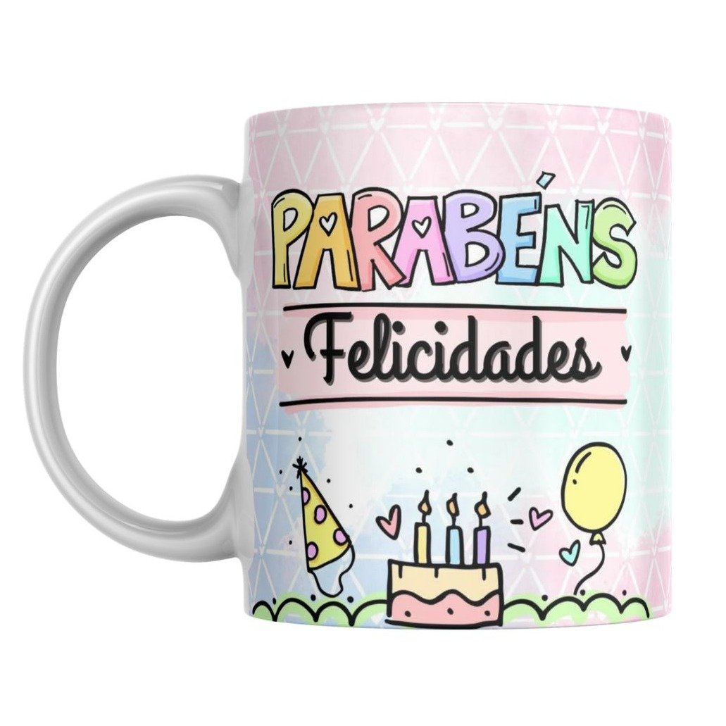 Caneca Parabéns e Felicidades